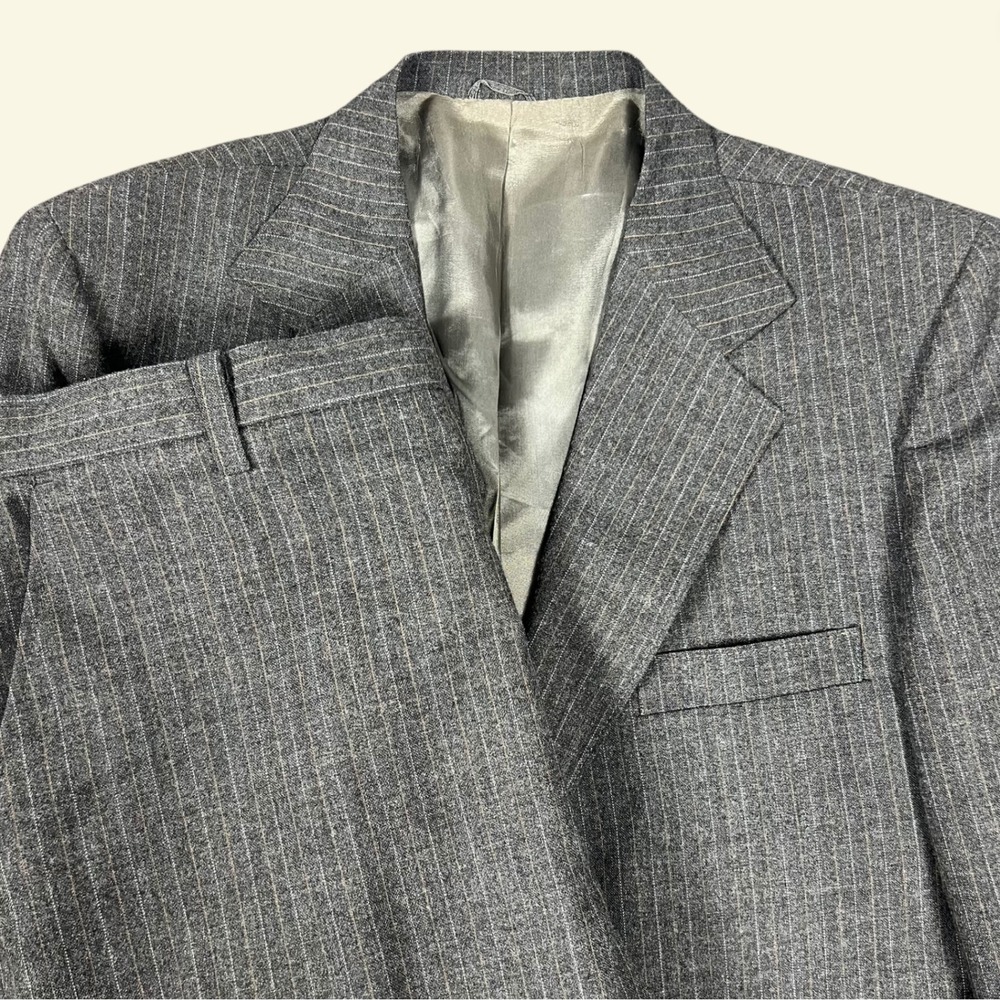 Vintage Don Douglas Pinstripe 3-Piece Suit Set Mens 42L Pinstripe Union Made USA